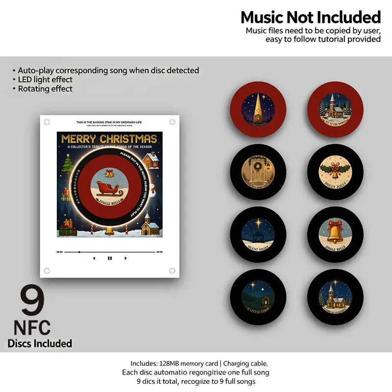 Mini Vinyl Music Player Fridge Magnet – Interactive Magnetic Record Player with Swappable Songs, Retro Music Gift for Music Lovers