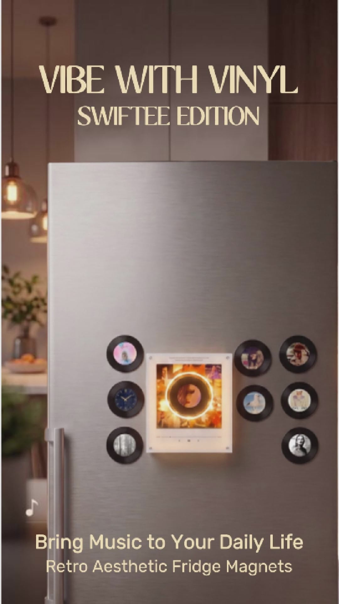 Mini Vinyl Music Player Fridge Magnet – Interactive Magnetic Record Player with Swappable Songs, Retro Music Gift for Music Lovers