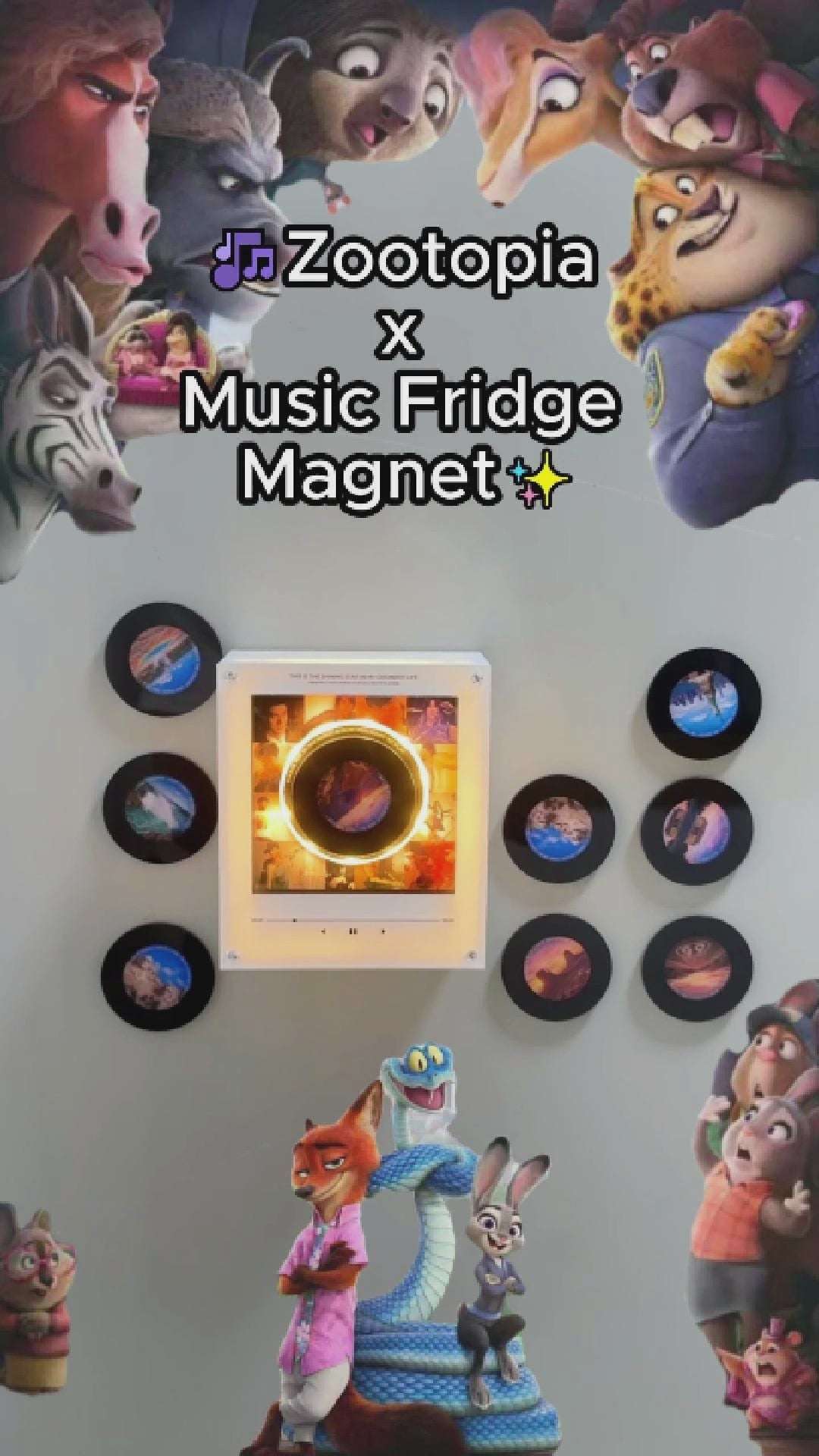 Mini Vinyl Music Player Fridge Magnet – Interactive Magnetic Record Player with Swappable Songs, Retro Music Gift for Music Lovers